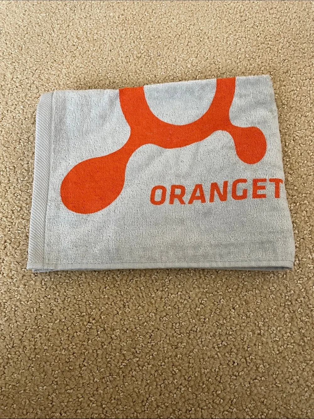 Orangetheory Gray Towel with Orange Logo Tag